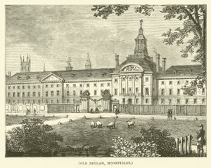 Old Bedlam, Moorfields (gravering) af English School