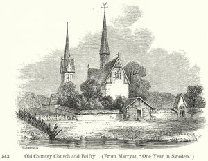 Old Country Church and Belfry (gravering) af English School