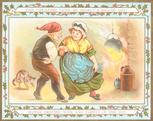 Altes Paar tanzt, Weihnachtskarte von English School