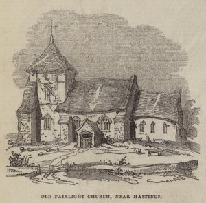 Old Fairlight Church, nær Hastings (gravering) af English School