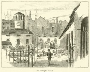 Det gamle Farringdon-marked (gravering) af English School