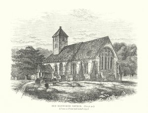 Den gamle Hanworth-kirke (gravering) af English School
