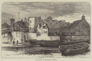 Gamle huse ved Nine-Elms, Lambeth (gravering) af English School
