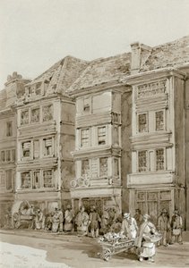 Gamle huse i Aldersgate Street (wc på papir) af English School