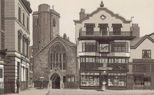 Gamle huse i domkirkegården (litho) af English School