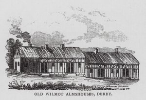 Old Wilmot Almshouses, Derby (gravering) af English School