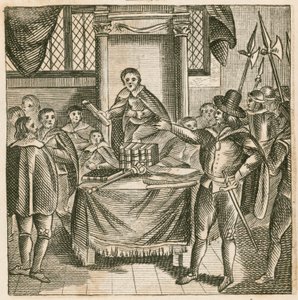 Oliver Cromwell afskediger Rump-parlamentet af English School