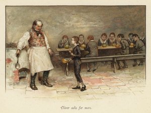 Oliver beder om mere (chromolitho) af English School