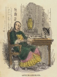 Opium-Smoker (farvet gravering) af English School