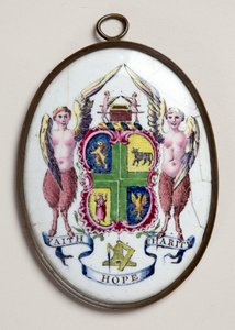 Oval plakette med frimurermærke (emalje) af English School
