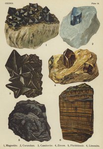 Oxider, magnetit, korund, kassiterit, zirkon, pechblende, limonit (farve litho) af English School