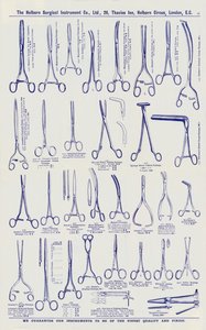 Side fra katalog over kirurgiske instrumenter, ca. 1900 (litho) af English School