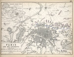 Paris og dets omegn, for at illustrere slaget ved Paris, 30. marts 1814 af English School