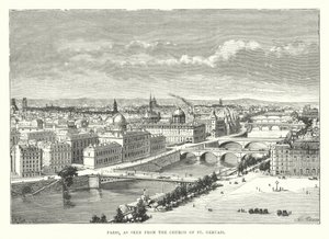 Paris, set fra kirken St Gervais (gravering) af English School
