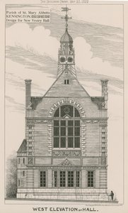Parish of St Mary Abbots, Kensington, design til ny Vestry Hall af English School