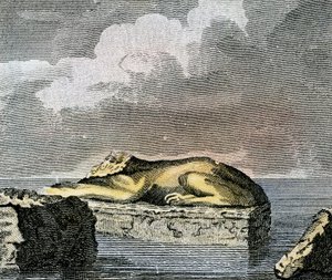 En del af en egyptisk sfinks fundet i ruinerne af den gamle by Canopus af English School