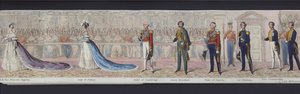 En del af panoramaet af dronning Victorias ægteskab, ca. 1840 (håndfarvet akvatint) af English School
