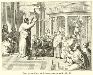 Paulus prædiker i Athen, Apostelgerninger, xvii, 22, 23 af English School