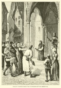 Perkin Warbeck læser tilståelsen af sit bedrageri af English School