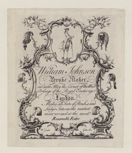 Peruke-mager, William Johnson, handelskort af English School