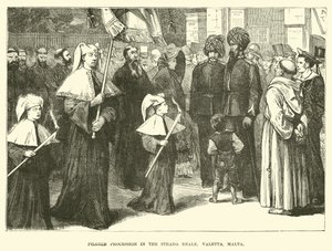 Pilgerprozession in der Strada Reale, Valetta, Malta von English School