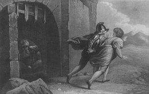 Pilgrimme på flugt fra Doubting Castle (kobberstik) af English School