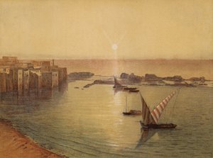 Steder nævnt i Bibelen: Sidon, sydsiden og den gamle havn (chromolitho) af English School
