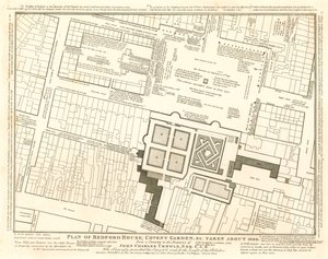 Plan over Bedford House, Covent Garden, London, taget omkring 1690 af English School