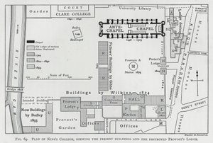 Plan of King "s College, shewing the present buildings and the destroyed Provost" s Lodgedani af English School