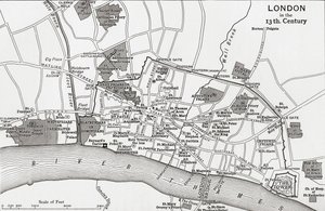 Plan over London i det 13. århundrede, fra 