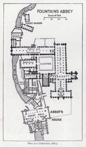 Plan over et cistercienserkloster (litho) af English School