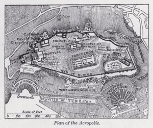 Plan over Akropolis (litho) af English School