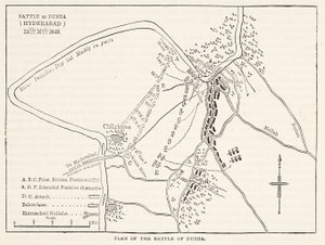 Plan for slaget ved Dubba (Hyderabad) 24. marts 1843, illustration fra Cassells Illustrated History of England af English School