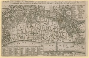Plan for City and Liberties of London efter den frygtelige brand i år 1666