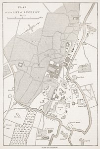 Plan over byen Lucknow, fra Cassells Illustrated History of England af English School
