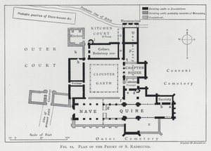 Plan over Priory of S Radegund (gravering) af English School
