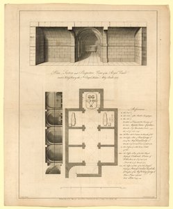 Plan for Royal Vault under King Henry VII Chapel, Westminster Abbey, bygget 1737 af English School