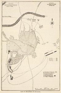 Plan for angrebet på Sholapore, illustration fra Cassells Illustrated History of India af James Grant, pub. 1879 af English School