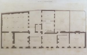 Tegninger af stueetagen på Albemarle Street 21 efter de indledende ændringer af huset efter dets erhvervelse af Royal Institution, ca. 1800 (blyant og wc på papir) af English School