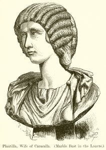 Plautilla, Ehefrau von Caracalla. (Marmorbüste im Louvre) (Gravur) von English School