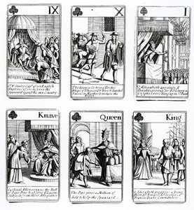 Spillekort, der skildrer begivenhederne fra den spanske armada, 1699 af English School