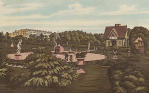 Plymouth: Swiss Lodge and Gardens, Devonport Park (farve litho) af English School