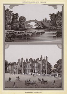 Pont-pant-scallog-on-usg, Trecastle; Glanusk Park, Crickhowell (litho) af English School