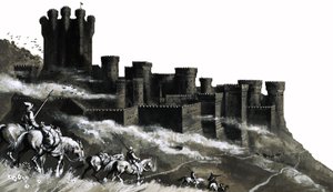 Pontefract Castle i West Ridings, Yorkshire af English School