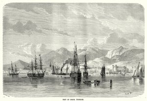 Port of Spain. Trinidad (kobberstik) af English School