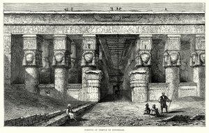 Portikus af templet i Denderah (gravering) af English School