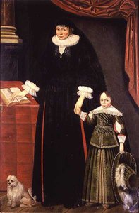 Portræt af en dame og en ung dreng, måske Anne Bonham og hendes søn Hugh af English School