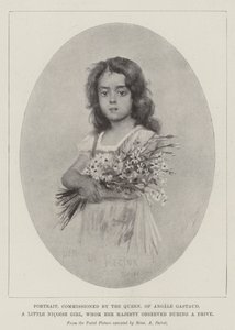 Portræt, bestilt af dronningen, af Angele Gastaud, en lille Nicoise-pige, som Hendes Majestæt observerede under en køretur (litho) af English School