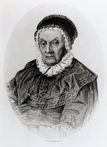 Portræt af Caroline Herschel (1750-1848) i en alder af 92, indgraveret af Joseph Brown af English School