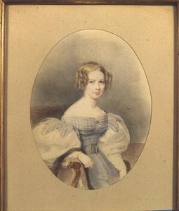 Portræt af grevinde Elizabeth von Sandizell, kendt som Lili, på 18 år (akvarel på papir) af English School